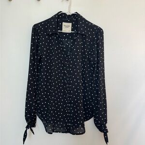 A&F Black Polka Dot Button Down Blouse